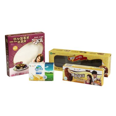 Die cut paper boxes with PVC/PET window