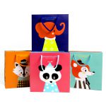 Cartoon gift paper bag with diecut handle and clolurful handle